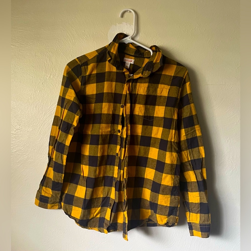 Cat & Jack Boys’ Mustard And Black Plaid Shirt